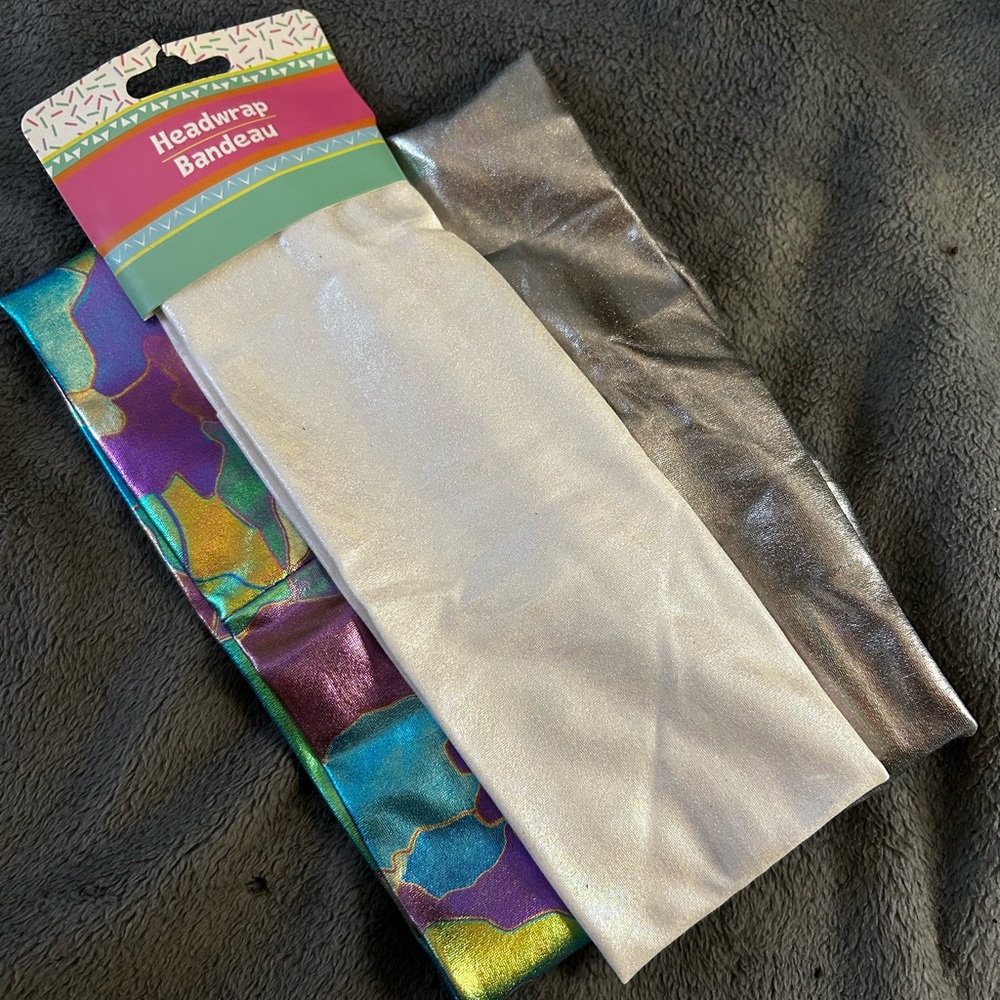 Headwrap Bandeau Metallic White and Silver Headbands - Party Headwraps